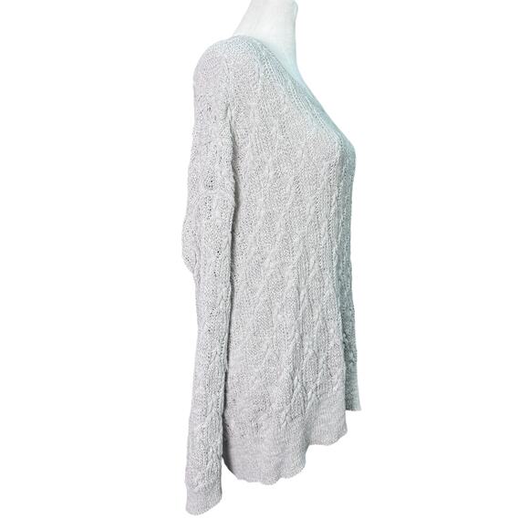 Free People Womens Light Gray Open Knit Oversized Slouchy Sweater, Size Small - Picture 2 of 6